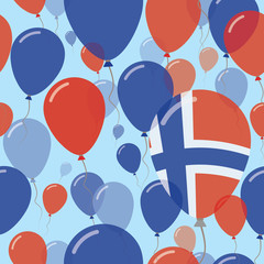Svalbard And Jan Mayen National Day Flat Seamless Pattern. Flying Celebration Balloons in Colors of Norwegian Flag. Happy Independence Day Background with Flags and Balloons.