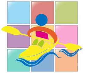 Sport icon for kayaking in colors