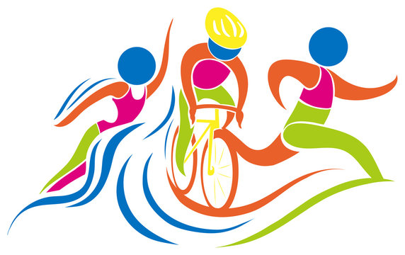 Triathlon icon in colors