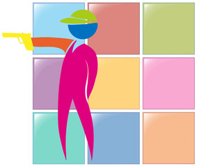 Shooting gun icon in colors