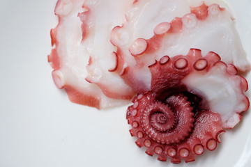 Japanese sashimi raw octopus tako slice