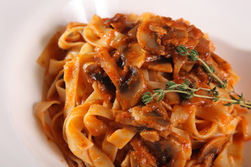 pasta with mushrooms and sauce
