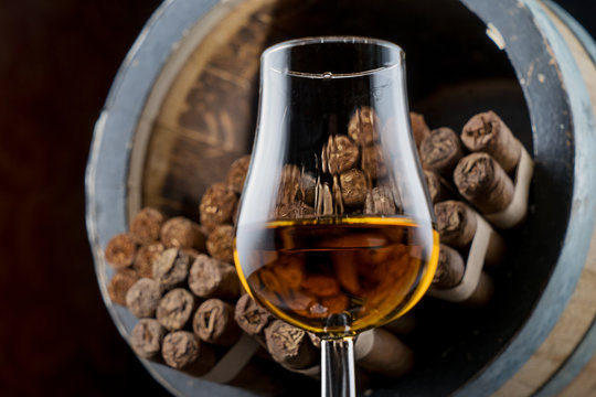 Cuban cigars are stored for many years in oak barrels of brandy