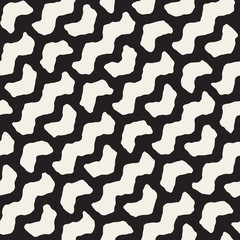 Vector Seamless Hand Drawn Daigonal Wavy Lines Pattern