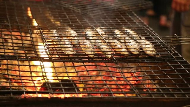 Grilled fish at Saint Antonio festival in Alfama