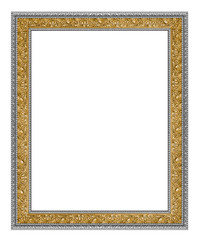 The antique silver and gold frame on the white background