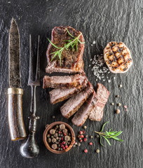 Well-done steak Ribeye.