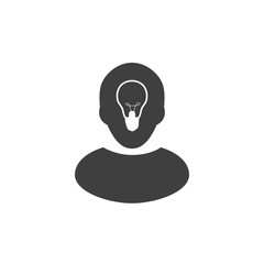 Human head with lamp inside. Ide icon or logo.