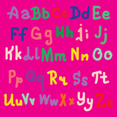colorfull alphabet design on pink background. Vector illustration, eps 10