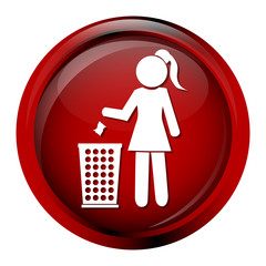 Trash bin with man icon