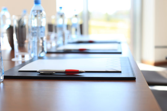 Closeup Of An Empty Conference Room Before Meeting