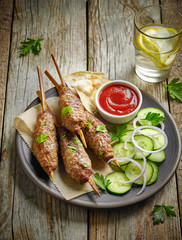 grilled minced meat skewers kebabs