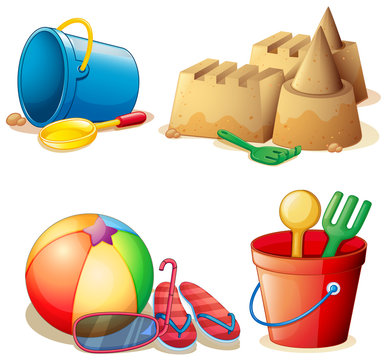 Bucket toys and sand castle