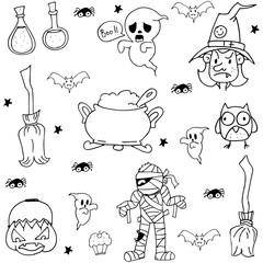Halloween character ghost zombie in doodle