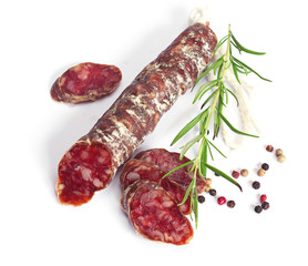 Salami sausages sliced