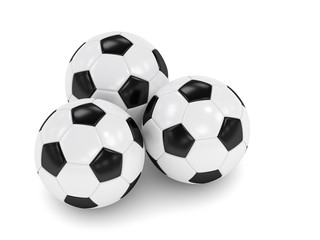 Obraz premium 3d rendered three soccer balls isolated over white