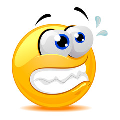 Vector Illustration of Smiley Emoticon Feeling Tense