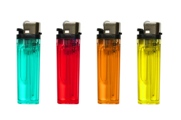 colored lighters isolated on the white background