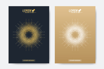 Plakat Modern vector template for brochure, flyer, cover or annual report. Abstract presentation with golden mandala