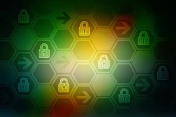 Security concept: Lock on digital screen, contrast, 3d render