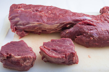 raw beef isolated on white background