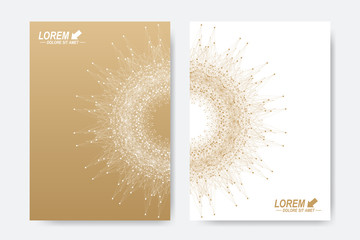 Modern vector template for brochure, flyer, cover or annual report. Abstract presentation with golden mandala