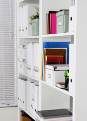 Bookcase with folders