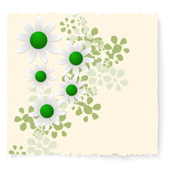 Yellow slip of paper and white flowers