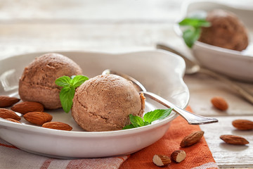 chocolate ice cream with almond