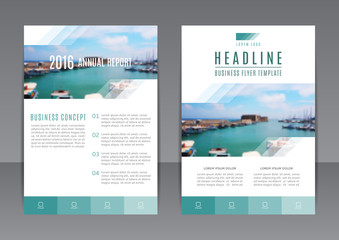 Vector design of the annual report with beautiful sea landscape. Vector template of flyer for your business in A4 size. Corporate style of presentation.