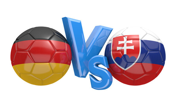 Football competition between national teams Germany and Slovakia, 3D rendering