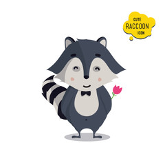 Universal cute raccoons set with family raccoon