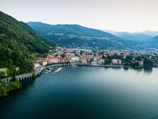 Fototapeta na wymiar Dongo - Lago di Como (IT) - Vista aerea all'alba