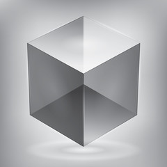 Vector reflection cube, transparent object, graphic abstraction design