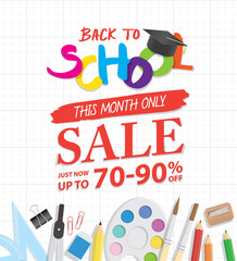 Back To School Sale heading design promotion price tag for banne