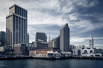 Fototapeta na wymiar View to Ferry Building from Pier 14, San Francisco
