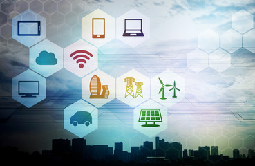 smart city and internet of things, abstract image visual