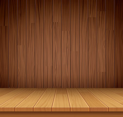 Vector empty wooden shelf background.Empty wood for your product