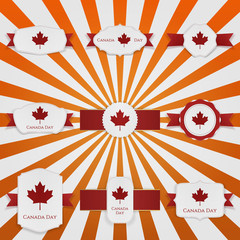 Canada Day national greeting Banners Set