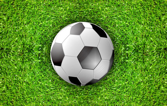 soccer field and ball top view background
