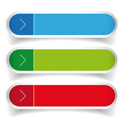 Empty web buttons vector - green, blue, red