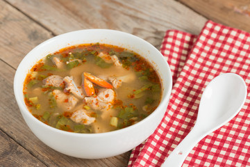 Spicy soup pork cartilage with Thai herb.