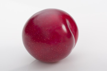Red plum on white background