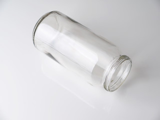 glass jar on a gray background