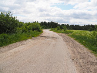 Fototapeta na wymiar dirt road in the village