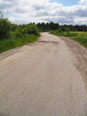 dirt road in the village