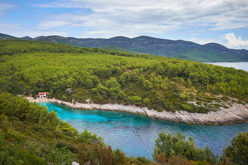 Naklejka na ściany i meble crystal clear water of Adriatic sea in Brela on Makarska Riviera