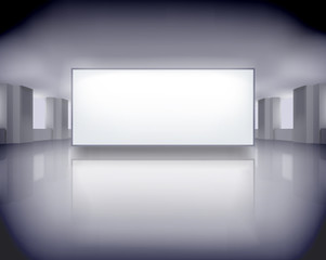 Exposition in art gallery. Vector illustration.