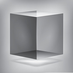 Vector reflection cube, transparent object, graphic abstraction design