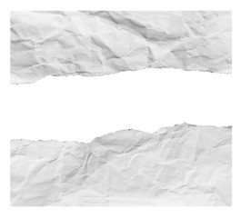 Ripped black and white paper, copy space on white background with clipping path.